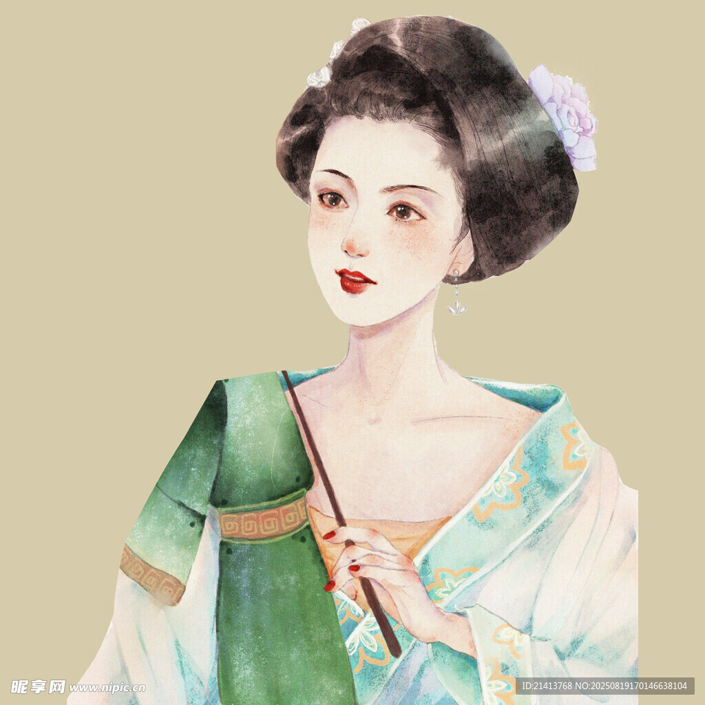 古风持扇优雅女子