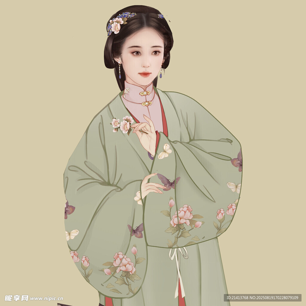 古风汉服女子优雅姿态
