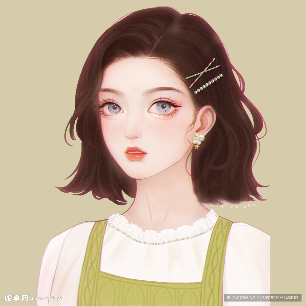 短发少女清新甜美形象