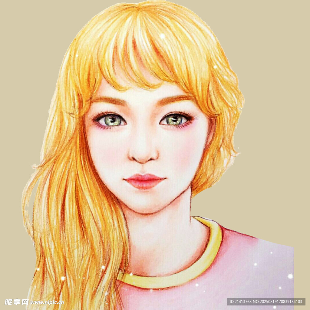 金发少女梦幻插画形象