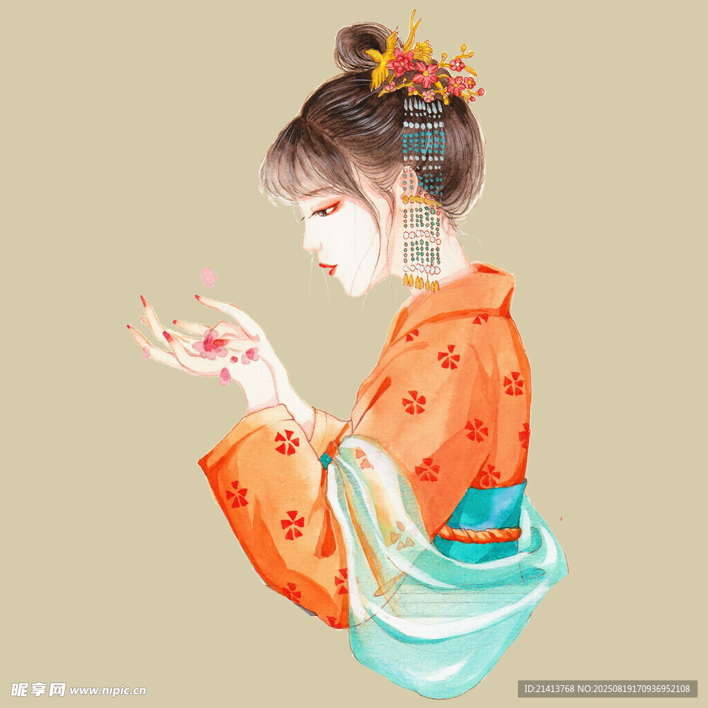 古风佳人赏蝶