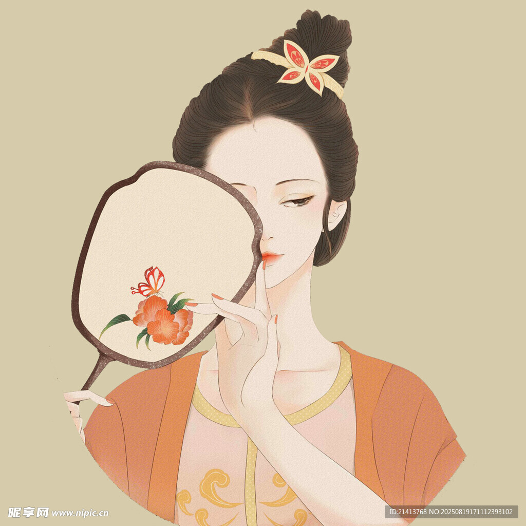 古风女子持扇优雅瞬间