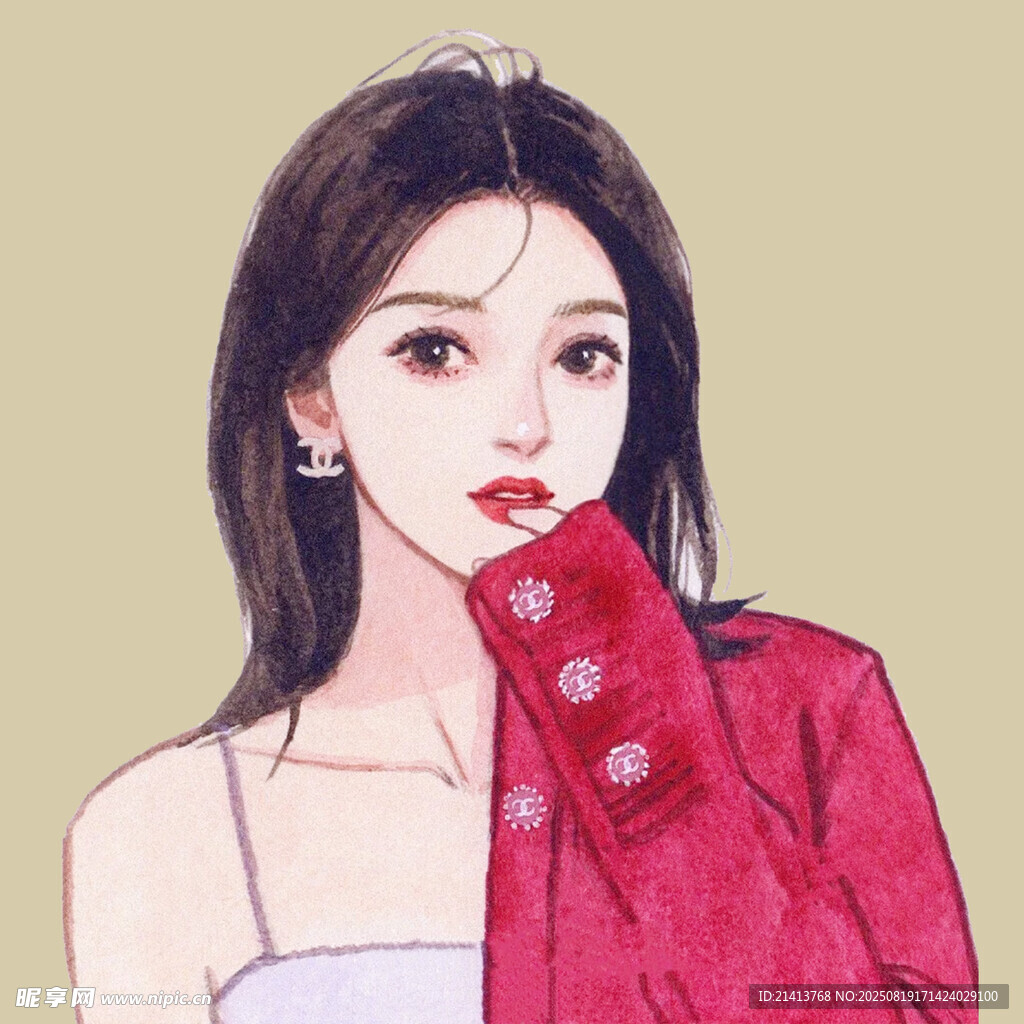 时尚红衣少女插画形象