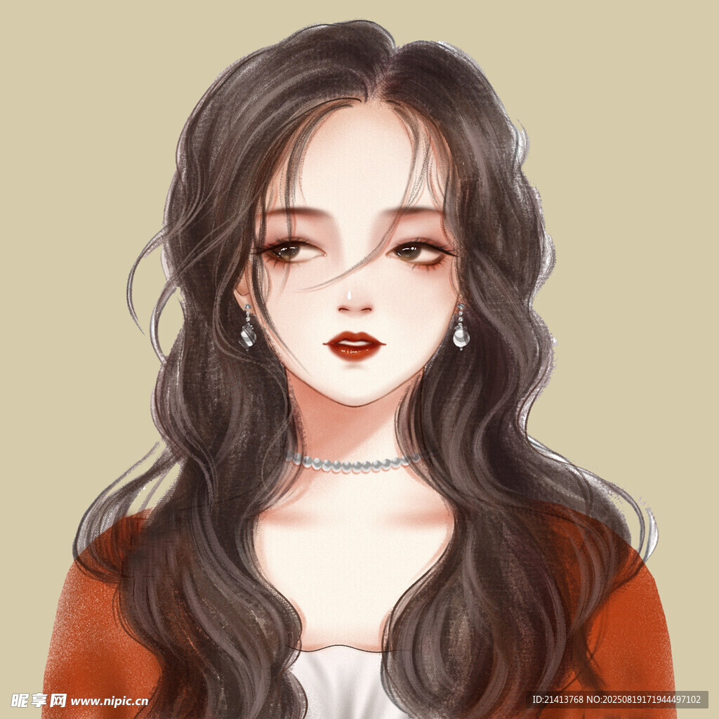 时尚长发女孩精致妆容
