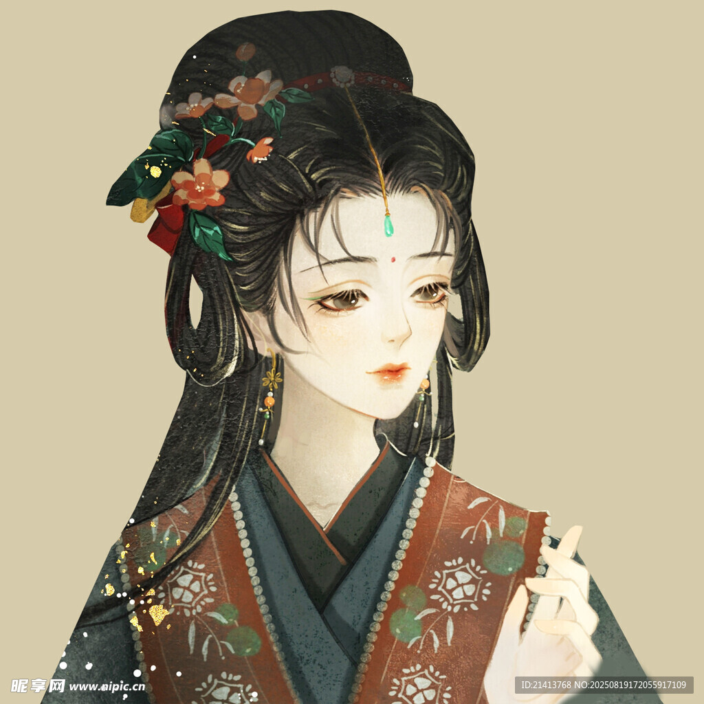 古风汉服女子优雅持物