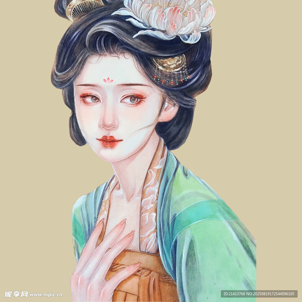 古风美人持物优雅画像