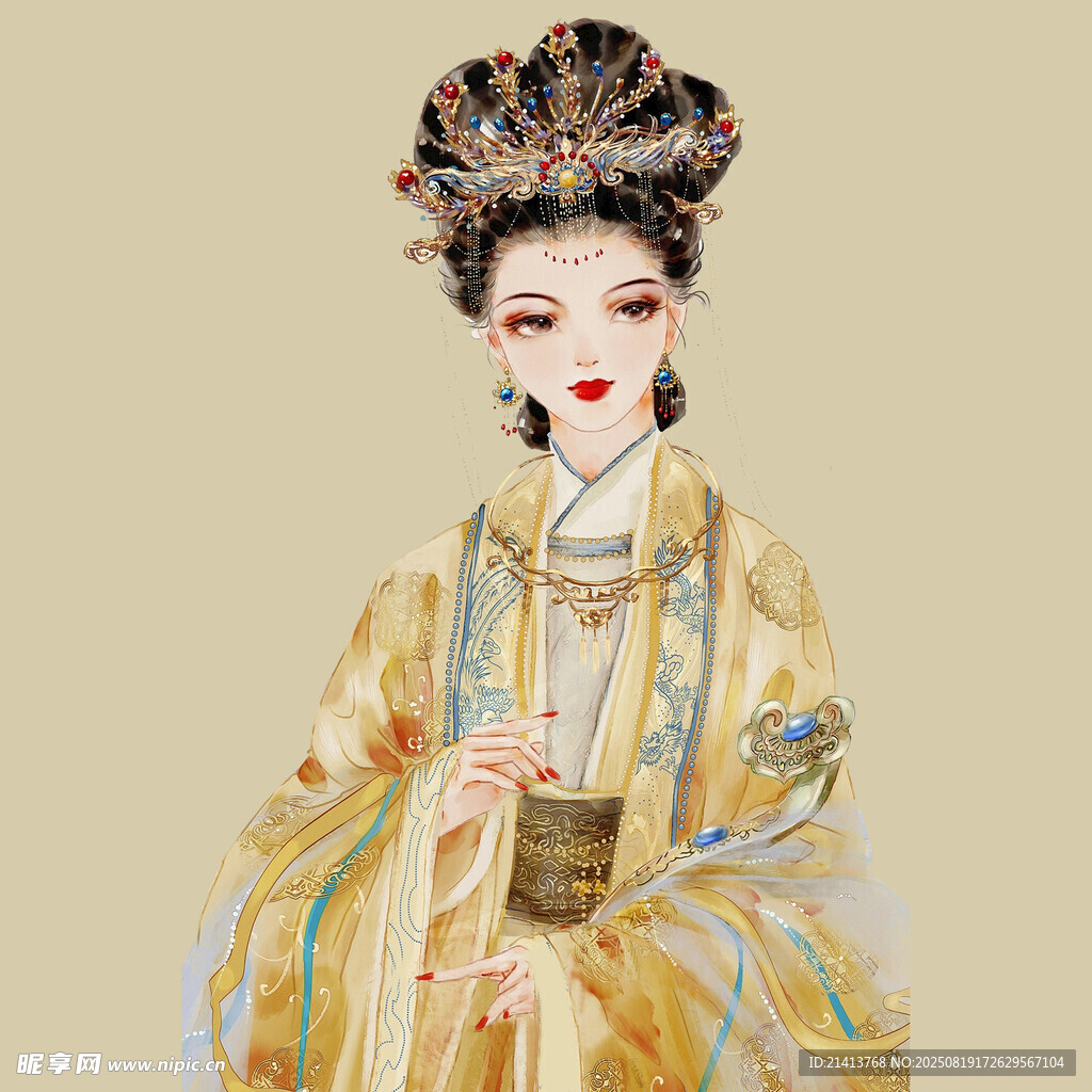 古风华丽服饰的古典美人