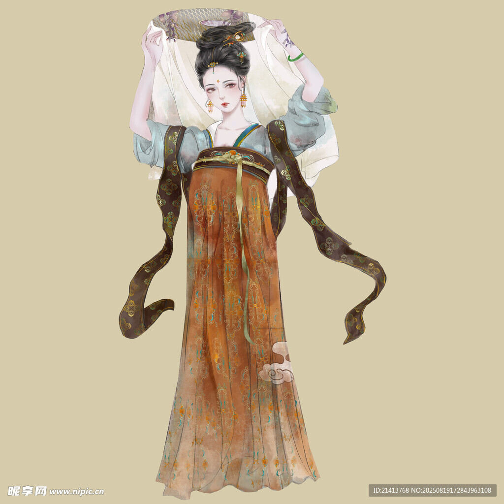 古风女子持物飘逸形象