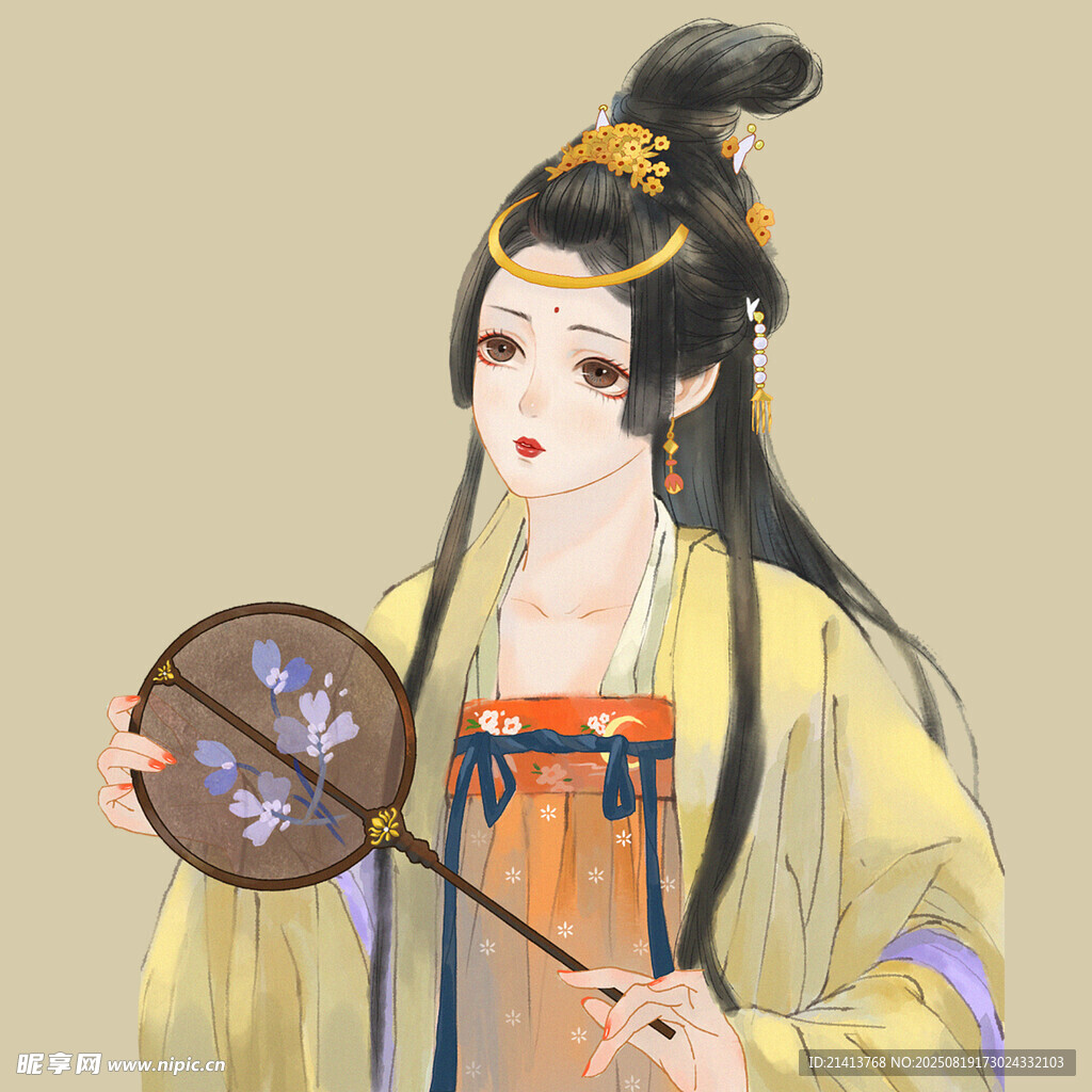 古风持扇女子优雅形象