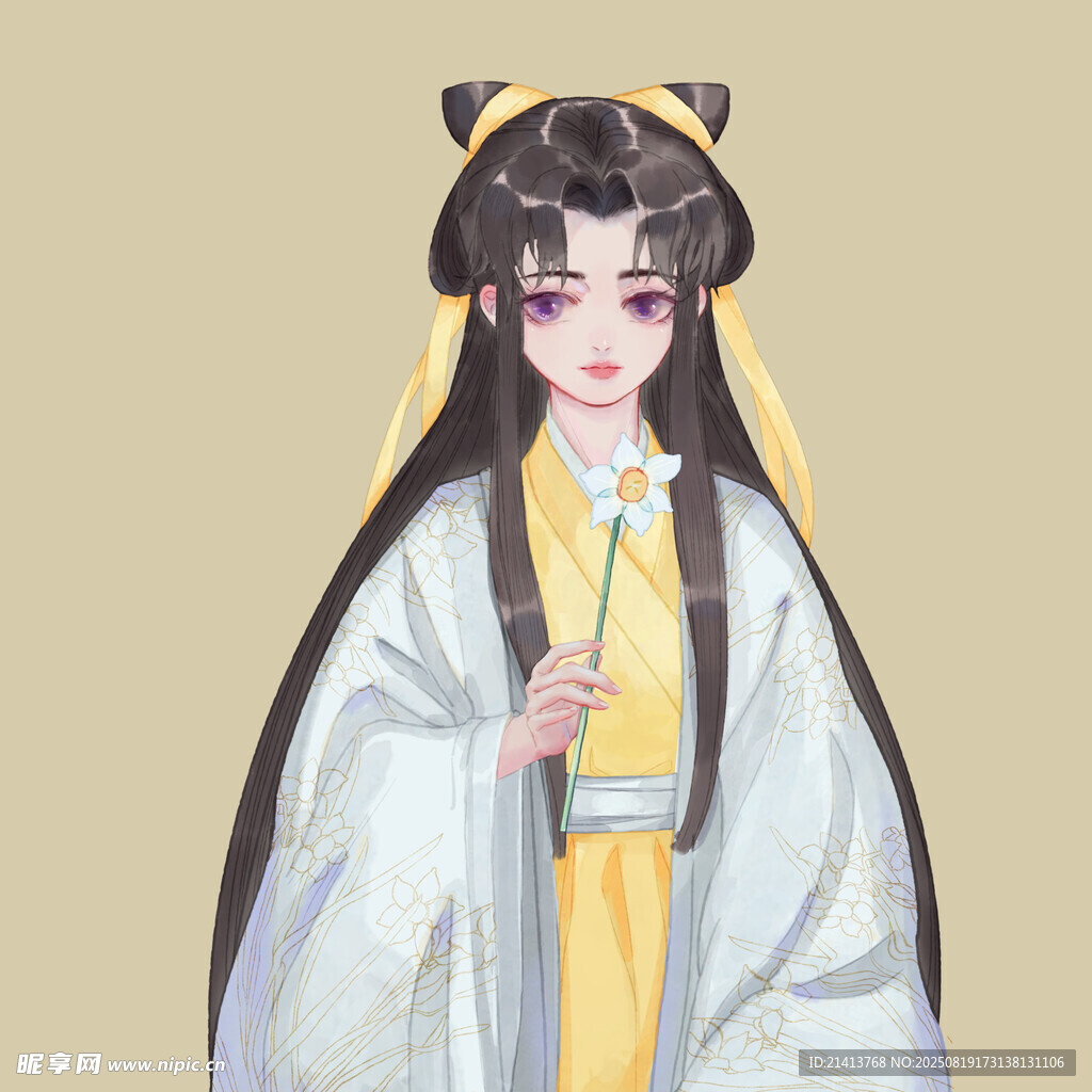 古风汉服女子优雅持物