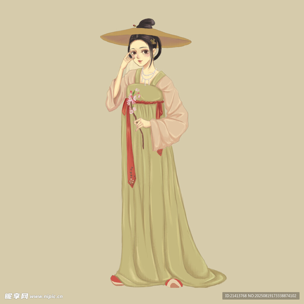 古风汉服女子持扇而立