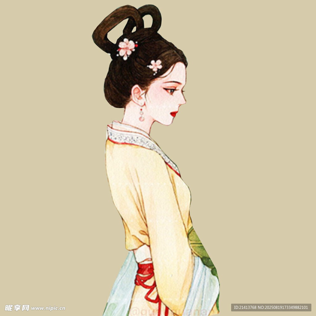 古风汉服女子优雅侧颜