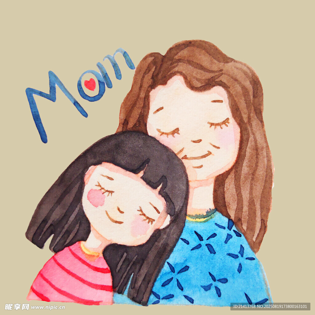 母女温馨依偎瞬间