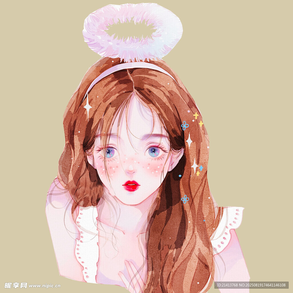 头戴光环的梦幻红发少女