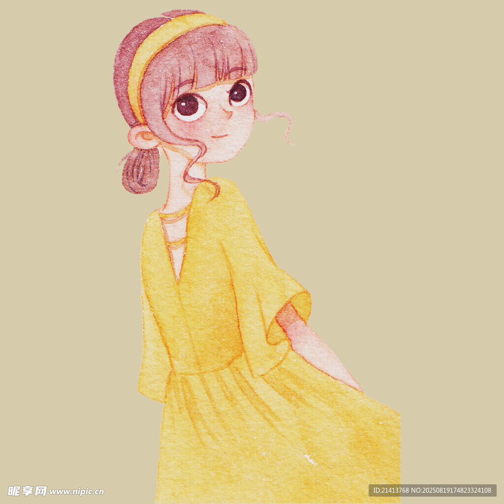 穿黄裙的俏皮女孩