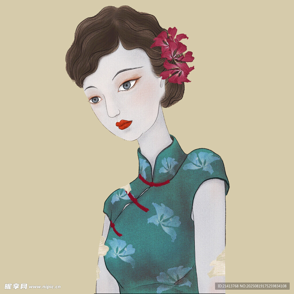 复古旗袍女子 典雅风姿