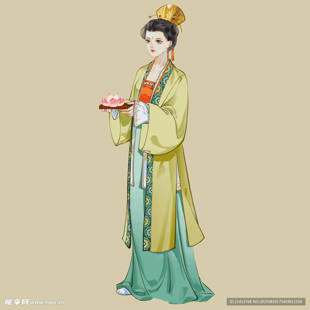 古装持盘女子形象