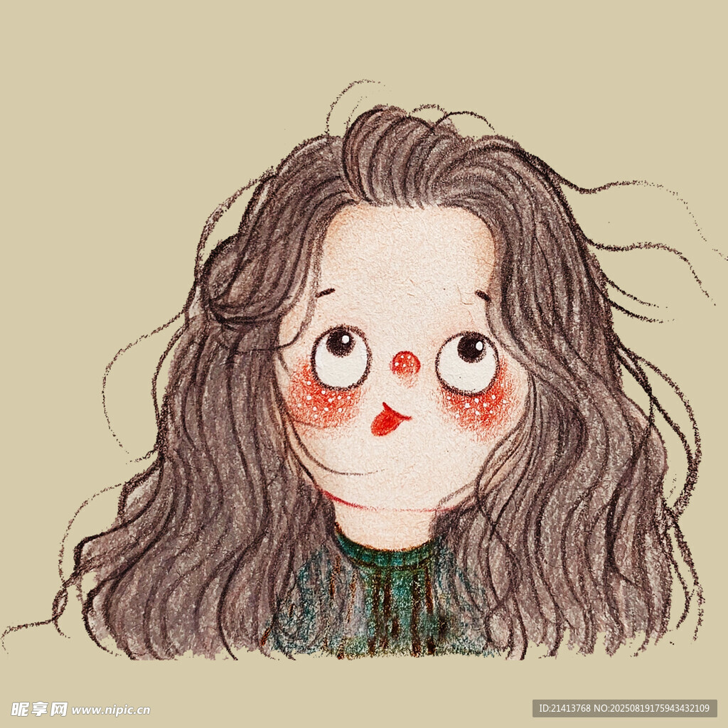 长发萌系女孩插画