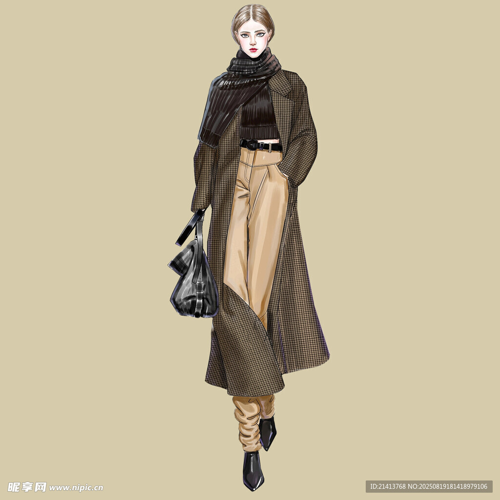 时尚女士长款大衣穿搭示范