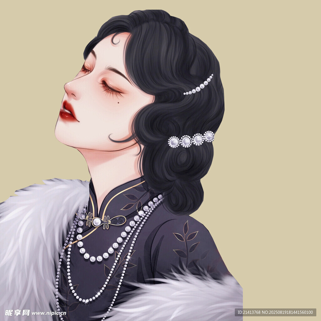 复古优雅的珍珠配饰女性
