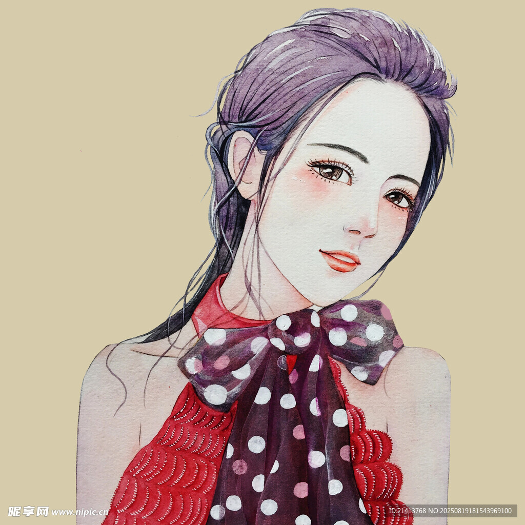 紫发系领结的红衣少女