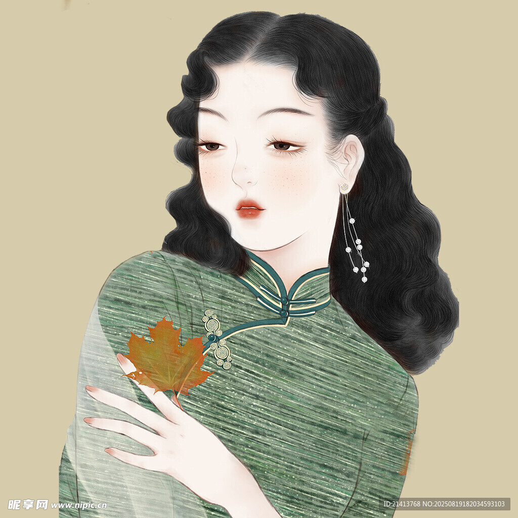 身着旗袍的优雅东方女子