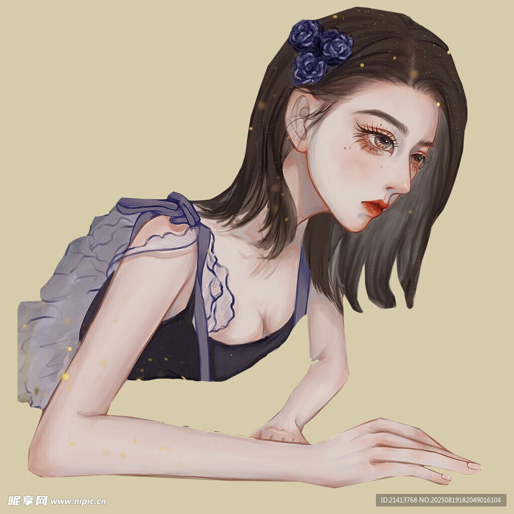 侧卧少女 尽显柔美风情