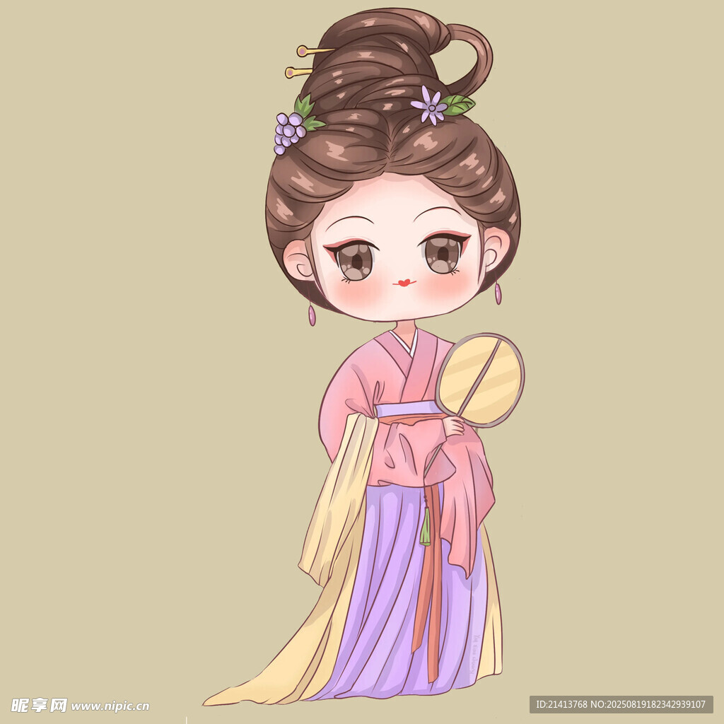 古风汉服少女手持团扇