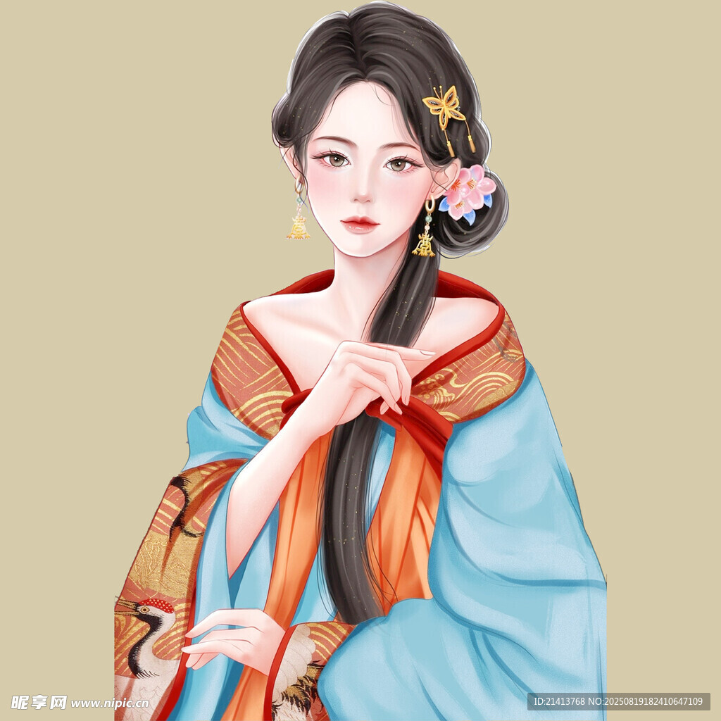 古风汉服女子优雅姿态