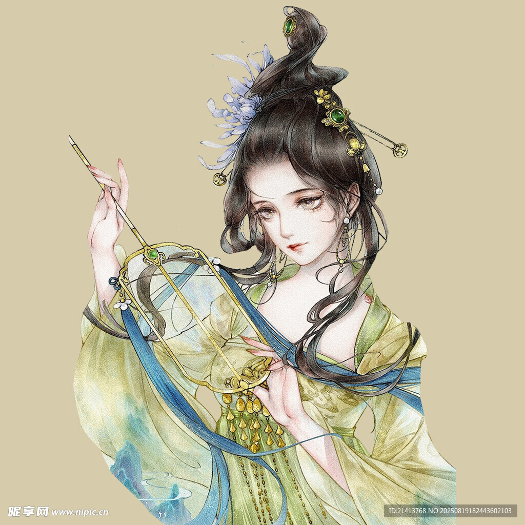 古风美人持物优雅赏景
