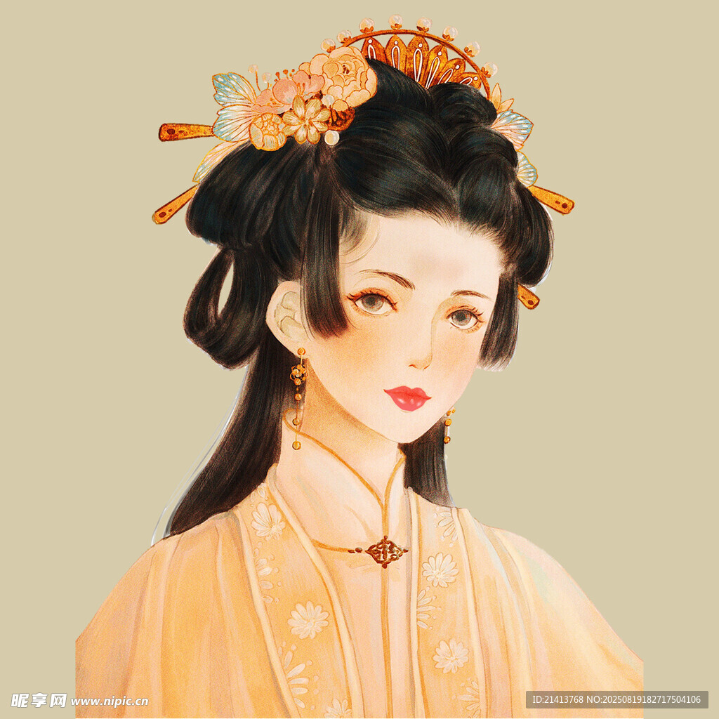 唐代古风女子华丽扮相
