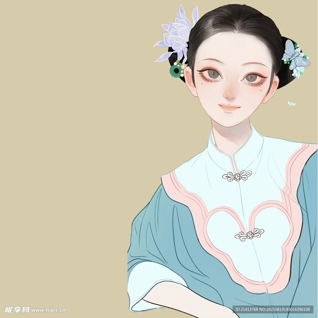 古风旗袍女子优雅扮相