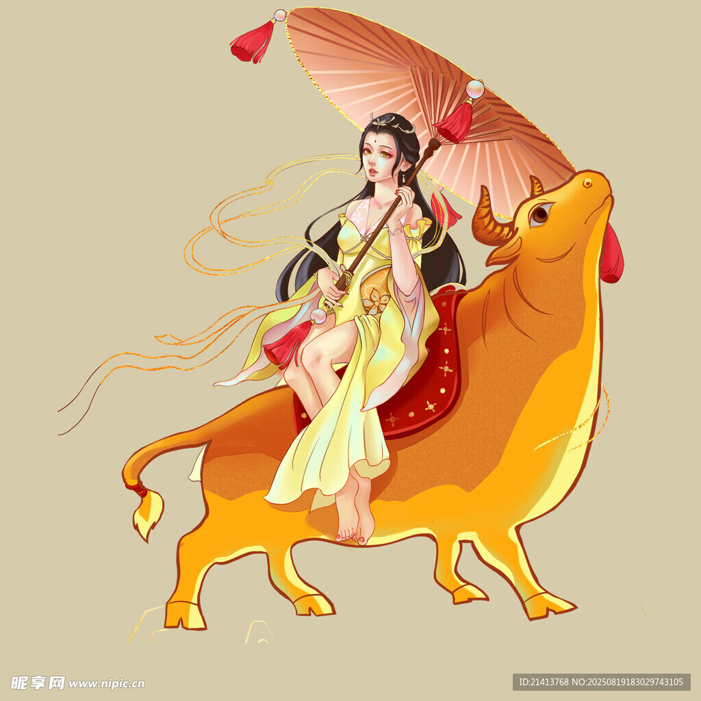 仙女骑牛图