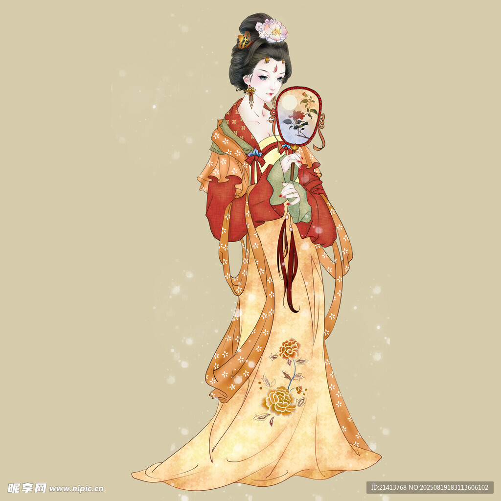 古风华服母女图