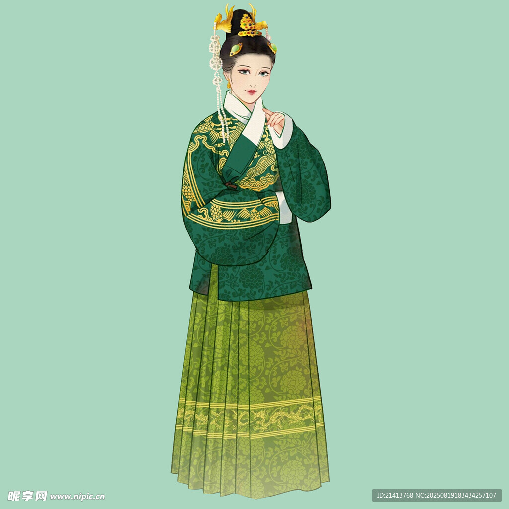 古风女子身着传统服饰