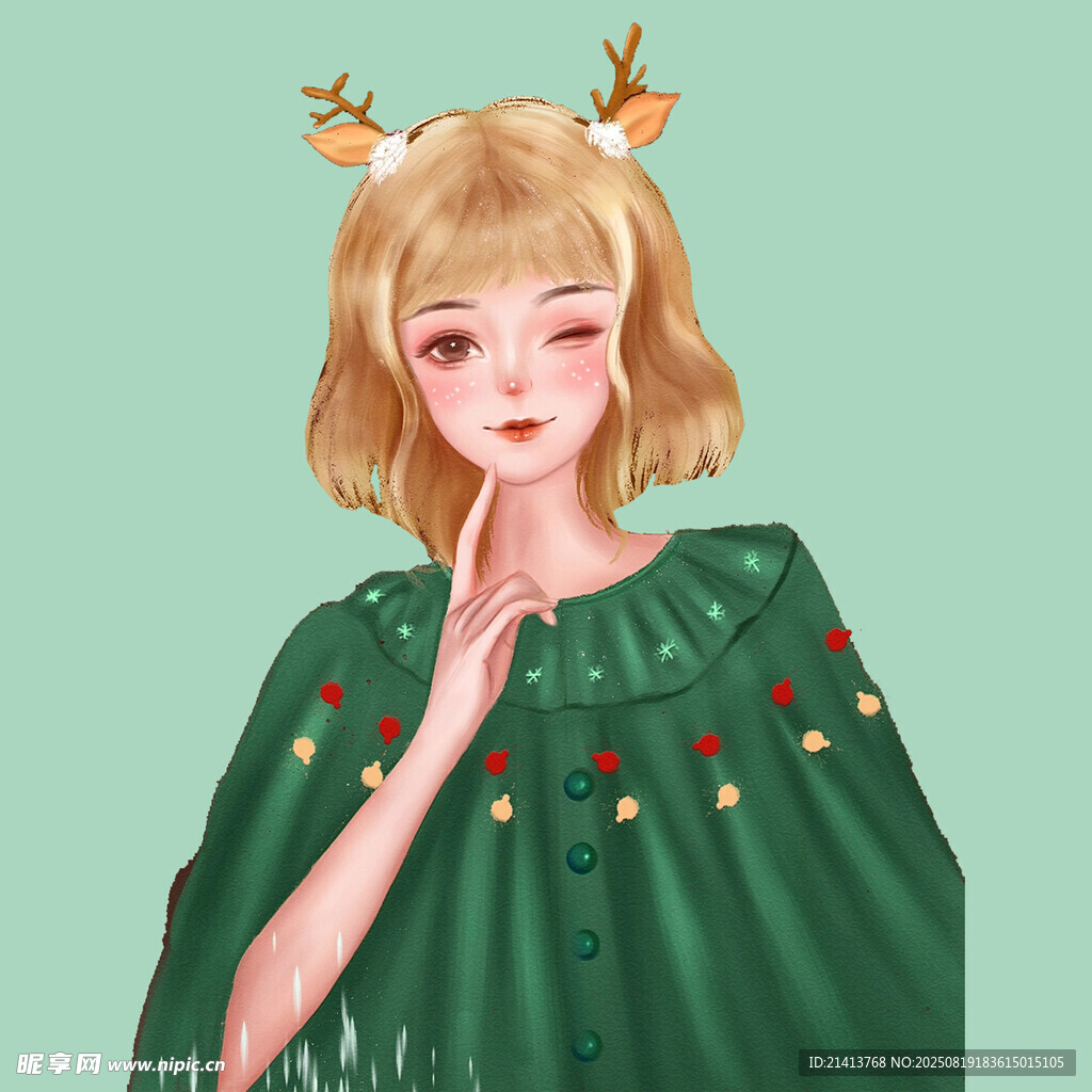 圣诞装扮的甜美金发女孩
