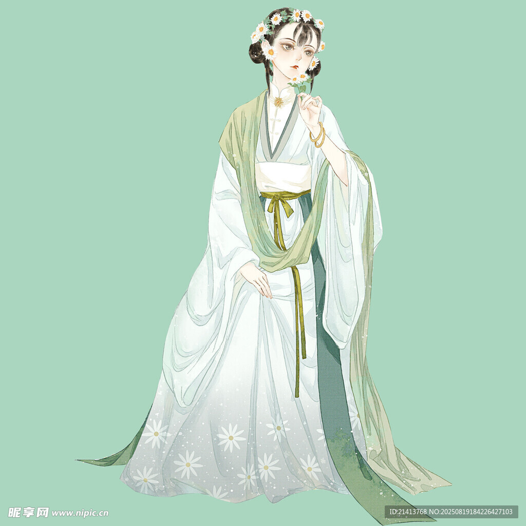 古风汉服女子优雅立像