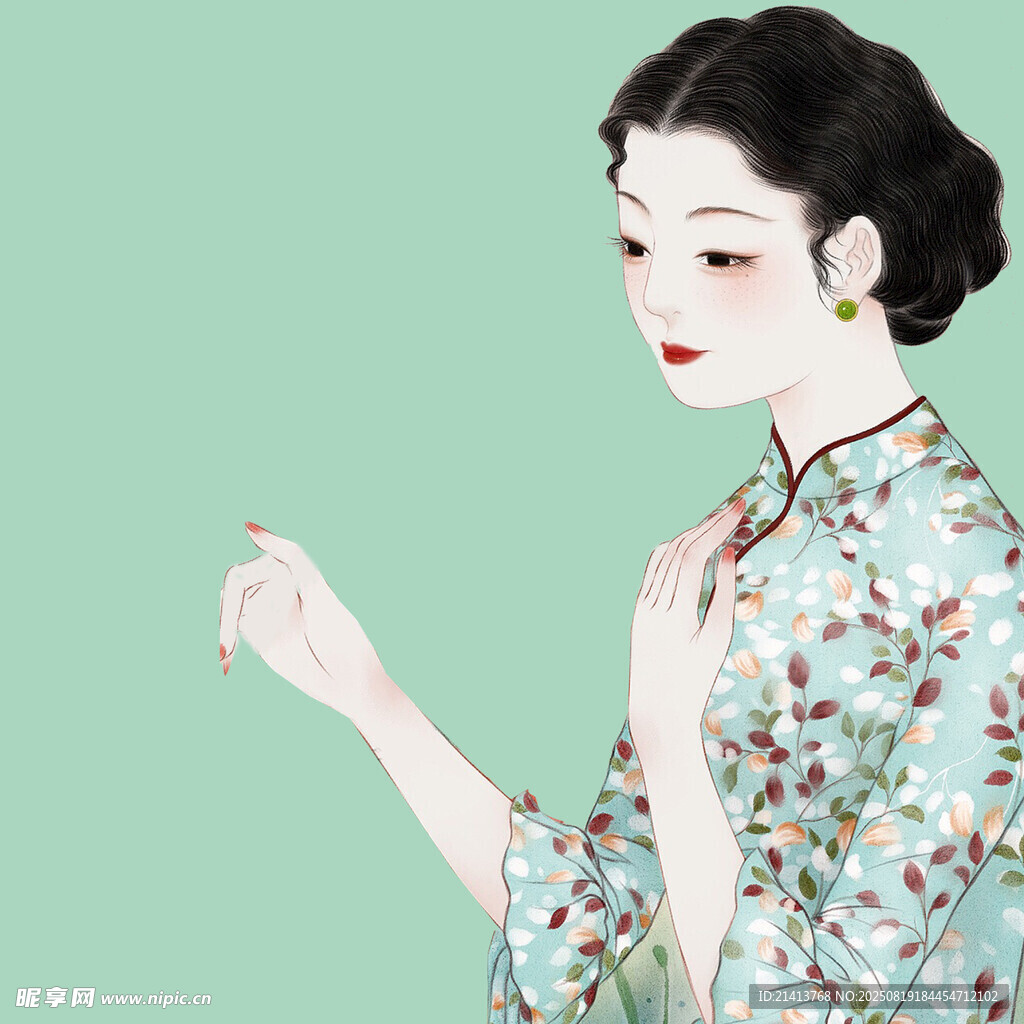 古典旗袍女子优雅姿态