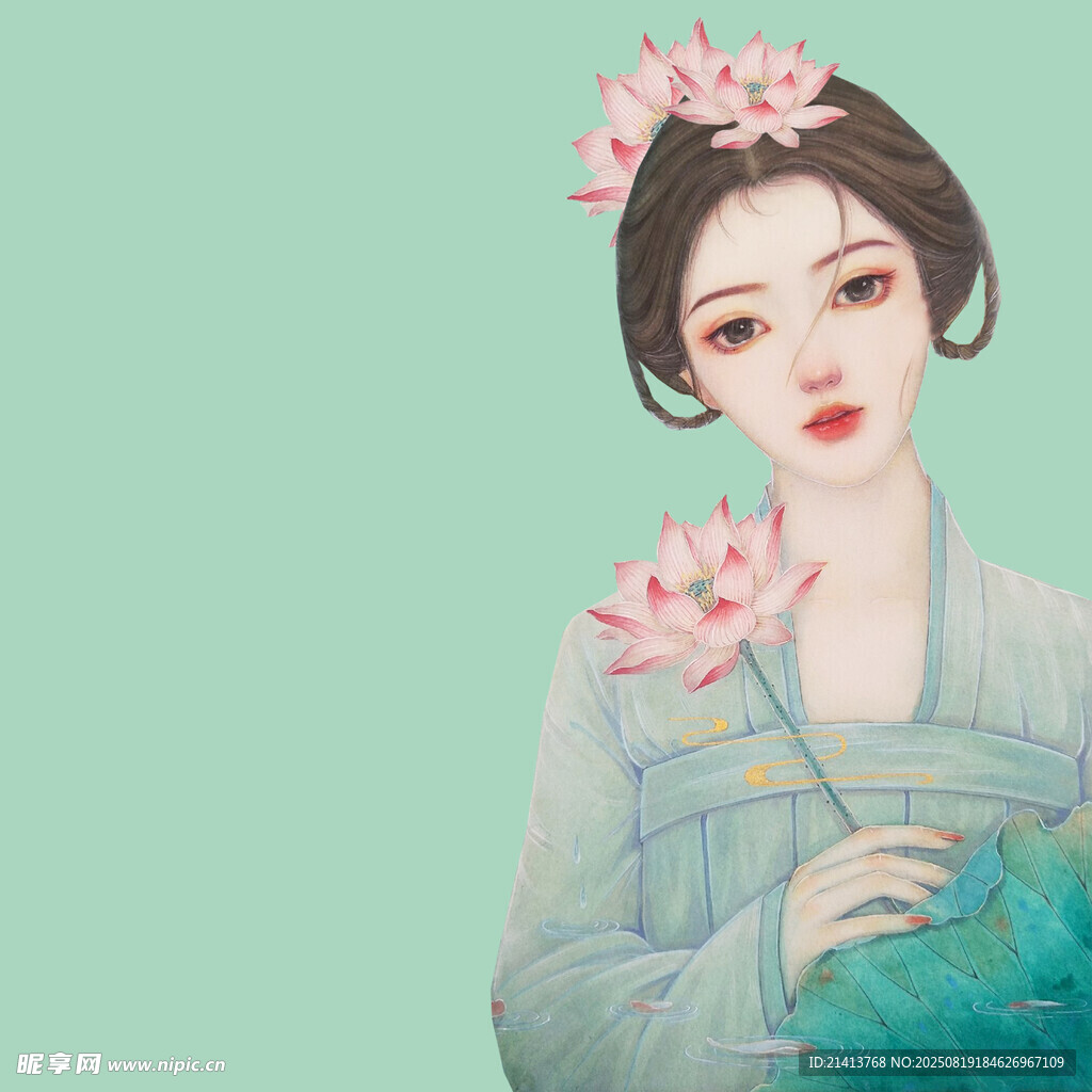 古风佳人持荷 温婉动人