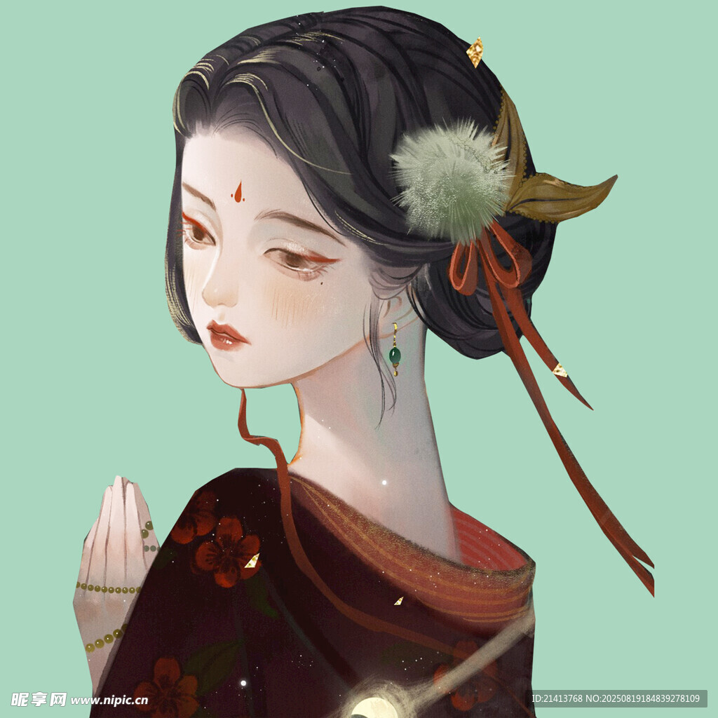古风优雅女子侧颜