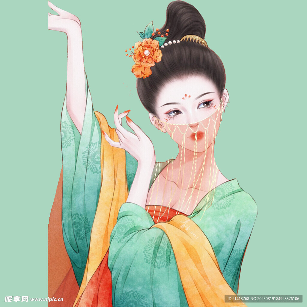 古风唐装女子优雅起舞