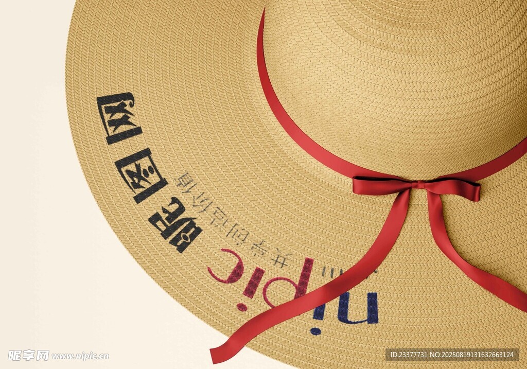 国潮风草帽女士太阳帽样机