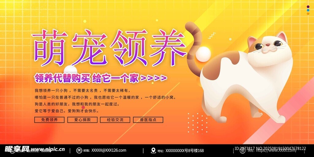 萌宠领养宣传海报