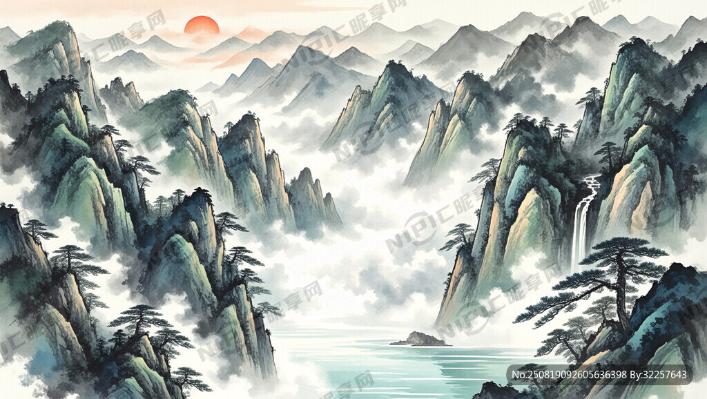 山谷 中国风 中国画 山水