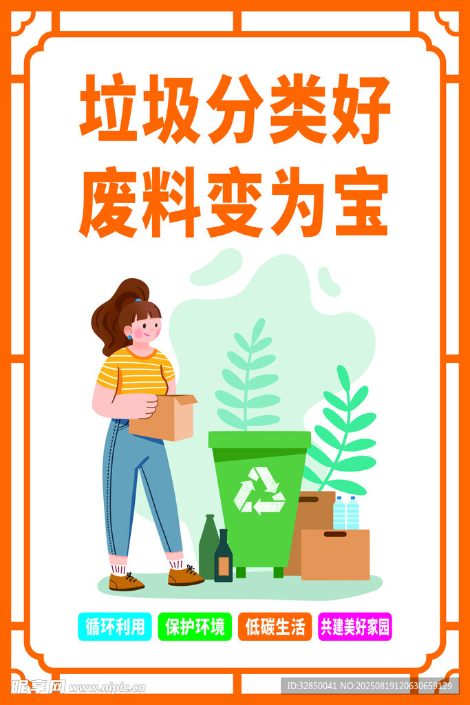 黄色垃圾分类公益广告