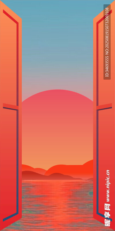 打开门遇见梦幻夕阳美景
