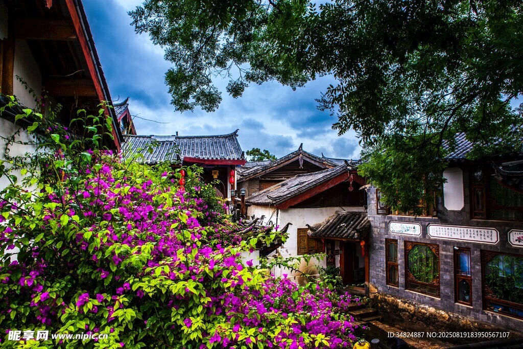古巷繁花中的中式建筑