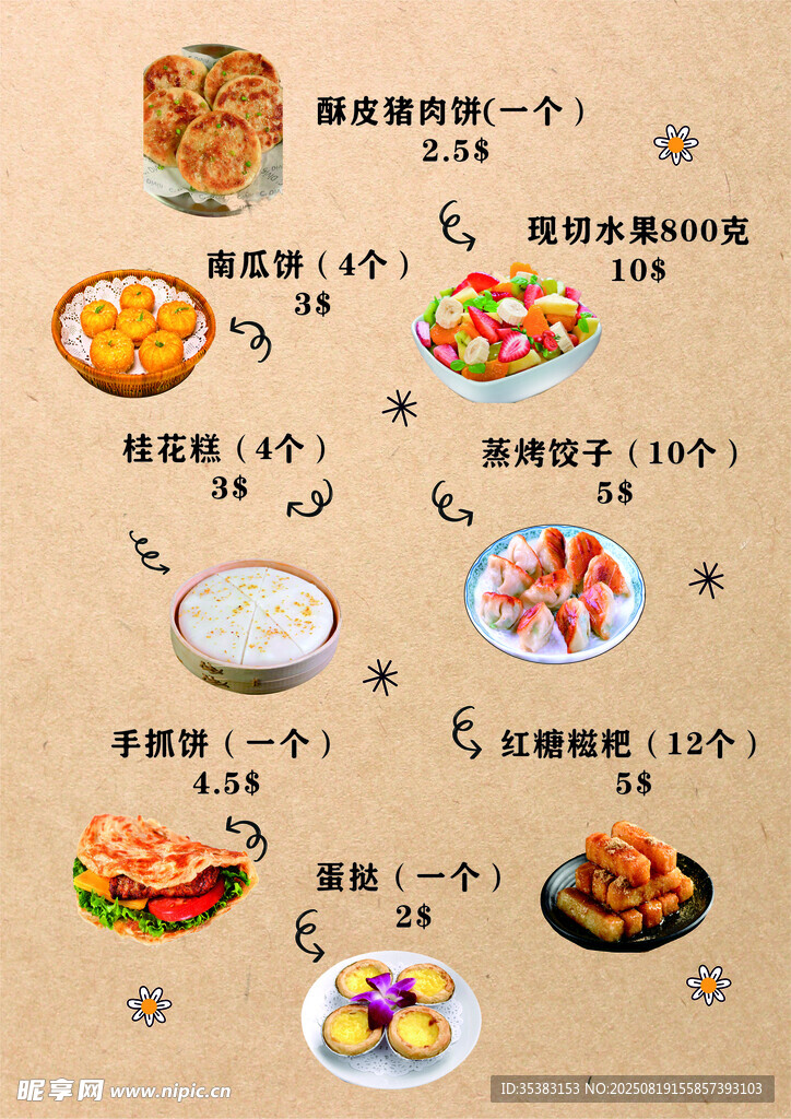 小吃价目表