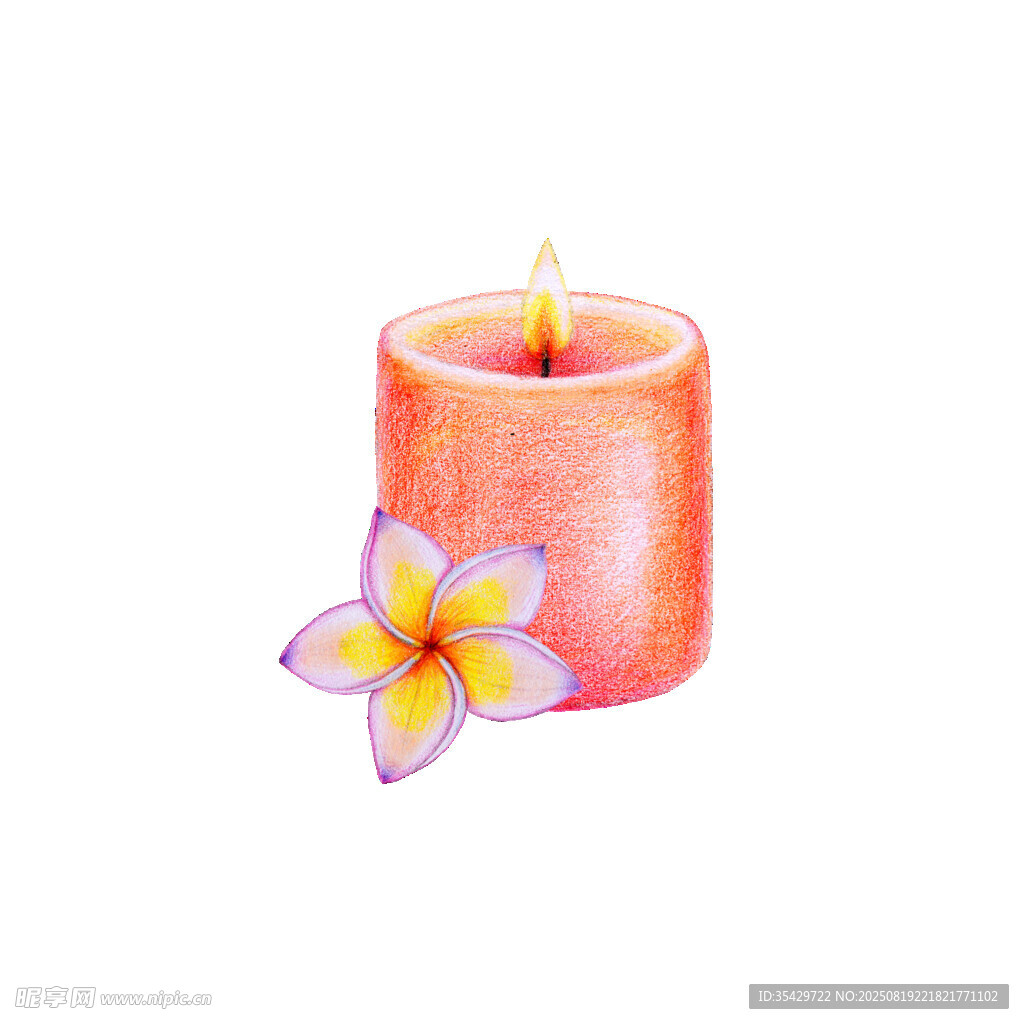 粉色蜡烛旁的鸡蛋花