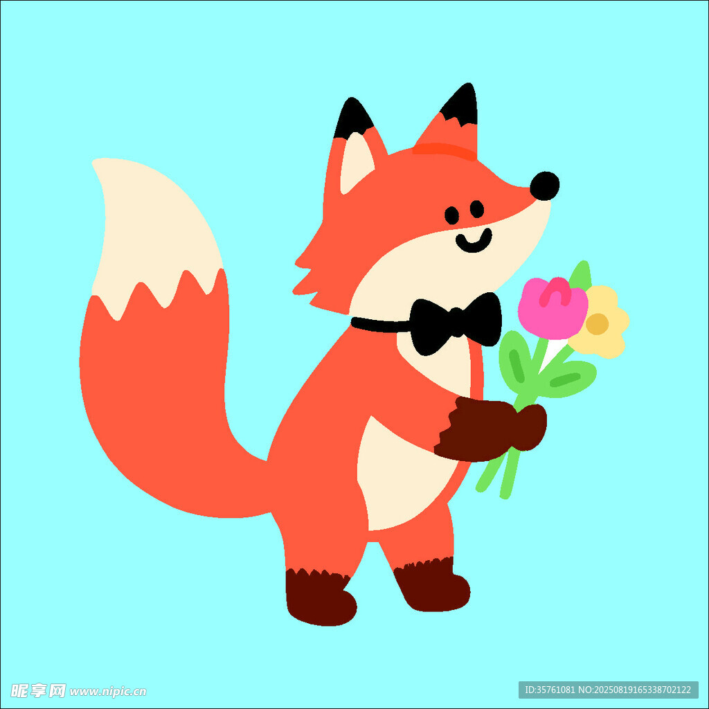  狐狸创意抽象儿童手绘插画